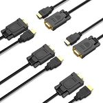 BENFEI 5 Pack HDMI to VGA 6 Feet Cable, Uni-Directional HDMI (Source) to VGA (Display) Cable (Male to Male) Compatible for Computer, Desktop, Laptop, PC, Monitor, Projector, HDTV, Raspberry Pi, Roku