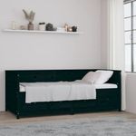 vidaXL Black Wood Daybed - 90x200 cm - Multifunctional Sofa Bed with Storage Drawers - Solid Pine construction for Living Room or Bedroom