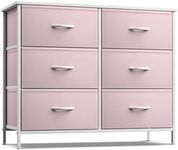Sorbus Dresser with 6 Drawers - Furniture Storage Tower Unit for Bedroom, Hallway, Closet, Office Organization - Steel Frame, Wood Top, Easy Pull Fabric Bins (6-Drawer, Pastel Pink)