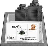 MIZOK Charcoal Dog Pee Pads Activated Carbon 36x36in Dog Pads Odor Control Up to 11 Cups of Liquid Super Absorption Pee Pads for Dogs Quick Dry & Leak-Proof Puppy Pads (100 Counts)