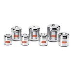 Sumeet Stainless Steel Vertical Utility Canisters/Ubha Dabba/Storage Containers Set Of 7Pc (125Ml,160Ml,200Ml,280Ml,320Ml,500Ml,650Ml) Black