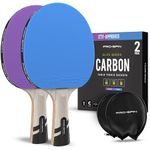 PRO-SPIN Ping Pong Paddles - Carbon Fiber Table Tennis Rackets | Set of 2 Limited Edition Colors Blue & Violet| Elite Series | Professional Quality Table Tennis Paddles | with Rubber Protector Cases