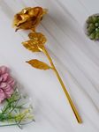 eCraftIndia Golden Rose Flower Showpiece - Rose Day, Valentine's Day Gift for Husband, Wife, Girlfriend, or Boyfriend