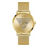 GUESS Stainless Steel Analog Beige Dial Men Watch-Gw0502G1, Gold Band