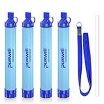 Purewell Outdoor Water Filter Personal Water Filtration Straw Emergency Survival Gear Water Purifier for Camping Hiking Climbing Backpacking