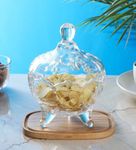 SKDBPM Glass Candy Dish with Lid, Crystal Covered Candy Bowl Sugar Bowl for Food, Jewelry, Gift, Decorative Clear Candy Jar for Home Kitchen Storage Container, Party Wedding Display-Set 1