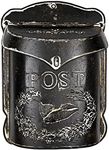 Creative Co-Op Black Embossed Tin Post Letter Box