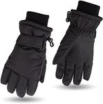 Waterproof Winter Kids Gloves Cartoon Boys Girls Snow Mittens Warm Outdoor Ski Gloves with Fleece Lining (4-6 Years, Solid Black)
