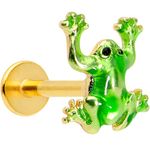 Body Candy Womens 16G PVD 316L Steel Green Tree Frog Animal Labret Monroe Lip Tragus Cartilage Stud 5/16"