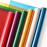 SYOGUA Transparent Colored Cellophane Wrap Roll - 6 Colors, 34 in x 16.4 ft Cellophane Paper Rolls - Red, Purple, Green, Gold, Blue, Clear Cellophane Wrap for Gift Baskets, Treats Wrapping, Crafts Project