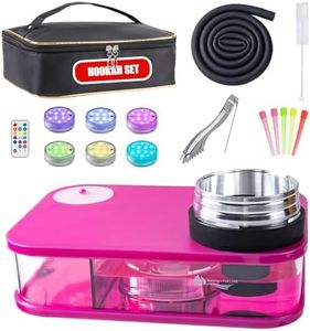 SunWamntin Hookah Box – Premium One Hose & Portable Travel Hookah Set with LED Lights, Perfect for Parties and Outdoor Adventures（Pink）