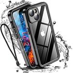 W7ETBEN for iPhone 15 Plus Case, [IP68 Waterproof] Built-in Screen Protector [10FT Military Shockproof] Anti-Scratches Anti-Dirt 360°Full Body Protective Phone Case for iPhone 15 Plus 6.7-Black