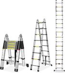 BucketList Telescoping Ladder - Anti-Slip Safety Aluminium Ladder Extension (A-SHAPE LADDER 2.5+2.5)