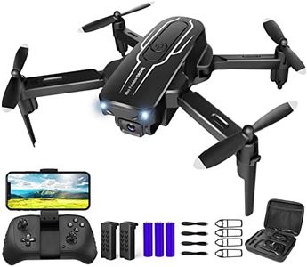 Drone with Camera for Adults Kids - 1080P HD FPV Camera Drones with Carrying Case, Foldable Drone Remote Control Toys Gifts RC Quadcopter for Boys Girls with 4 Batteries, Auto Hover, Headless Mode, One Key Start, Speed Adjustment, 3D Flips