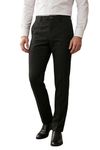 Louis Philippe Men Black Solid Flat Front Formal Trousers