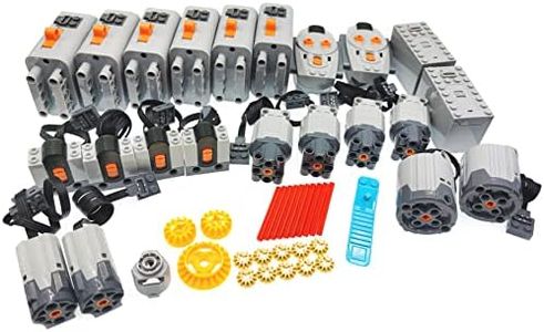 47Pcs Motor Power Function Kit Set Compatible with Lego, 8X Battery Box, 2X XL-Motor, 4X L- Motor, 2X M-Motor, 4X IR Receiver, 2X IR Remote Control, Latest Differential