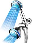 DreamSpa All Chrome 3-Way LED Shower Head Combo with Air Jet LED Turbo Pressure-Boost Nozzle Technology. Color of LED Lights Changes Automatically According to Water Temperature