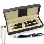 2Pcs Personalized pens with name Free Engraving custom pens with Stylus Customized Gifts for Birthday customized pens Retractable Medium Refill Pen Black Ink, Custom Gifts for Men, Women, Classy Gift