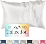 Niagara 100% Mulberry Silk Pillowcase - 30 Momme Silk Pillow case for Hair and Skin - Grade 6A Silk Pillow Cases with Zipper - Soft & Cooling White Silk Pillowcase Queen Size (20"x30")