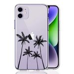 KEXAAR Compatible with iPhone 11 Case with Flowers, for Girls Woman, Shockproof Clear Floral Pattern Palm Tree Leaves Design Cute Slim Anti-Yellowing Hard Back Protective Cover 6.1" (Palmz 11)