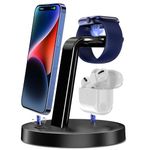 slitinto 3 in 1 Apple Charging Station, Charging Dock for iphone 14 Pro Max/13/12/11/X/8 Plus, Wireless Charging Stand for Apple Watch 9/Ultra/8/7/6/SE/5/4/3/2(Black)