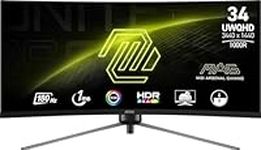 MSI Optix MAG345CQR 1000R Curvature 21:9 Aspect Ratio Narrow Bezel 1ms 3440 x 1440 (UWQHD) 1800z Refresh Rate Tilt/Swivel/Height/Pivot Adjustment 34" AMD Freesync Gaming Curved Monitor, Black