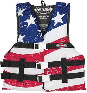 SPORTSTUFF Stars and Stripes Life Jacket, US Coast Guard Approved, Type III, Adult, Child, Youth Sizes