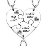 Yonhon 3 Big Middle Little Three Sister Necklace for 3