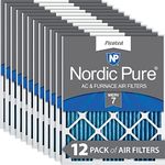 Nordic Pure MERV 7 Pleated AC Furnace Air Filter, Box of 12, 1-Inch, 10x24x1