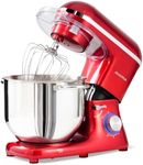 Aucma Stand Mixer, 900W 8QT Large Kitchen Mixer, Kitchen Electric Mixers with Dough Hook, Wire Whip & Beater (Red, 8QT)