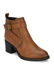 Delize Women mid Heel, Pointed Toe Ankle Boots (40, Tan)