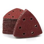 SPEEDWOX 50 Pcs Triangle Sanding Pads Hook and Loop 40 Grit Oscillating Sanding Pad 90mm 6 Holes Fit 3-1/2 Inches Oscillating Multi Tool Detail Sander Sandpaper Triangle Sanding Discs Sanding Tool