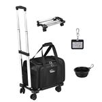 ZEEKRREST Expandable Dog Cat Carrier Soft Sided, Collapsible Pet Travel Carrier Airline Approved, Portable Medium Large Puppies Kennel Carrier with Wheel, up to 7 Kg Black,43 x 28 x 28 CM