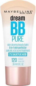 Maybelline Dream Pure Skin Clearing BB Cream, 8-in-1 Skin Perfecting Beauty Balm With 2% Salicylic Acid, Sheer Tint Coverage, Oil-Free, Medium, 1 Count