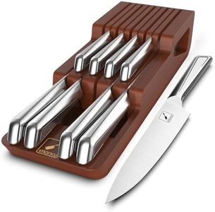 imarku Knife Set, 10 PCS Japanese Stainless Steel Knife Block Set, Kitchen Knife Set with Wooden Drawer Organizer, Drawer Knife Set,Dishwasher Safe, Ultra Sharp Chef Knife Set, Gifts for Women Men