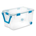 Sterilite Wheeled Gasket Box Stackable Storage Bin with Latch Lid, 120 Qt (3 Pack)