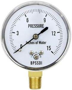 BPSSDI 0-15 Inches of Water Column Gauge, Low Pressure Gauge, Capsule Gauge, 304 Stainless Steel Case, 2.5" Dial Size, 1/4" NPT Lower Mount, Zero Adjustment, for Air Water Gas Pressure Test
