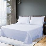 JustLINEN Bed Sheet Set King Size - 300 Thread Count Sheet Set 50% Cotton & 50% Polyester Soft and Breathable Fabric 4 Piece King Bedding - Shrinkage & Fade Resistant -No Pilling-Easy Care (King, Light Blue)