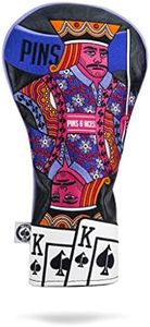 Pins & Aces Royal Flush Head Cover - Premium, Hand-Made Leather Headcover - Ace of Spades & Magnetic Closure, Tour Quality Golf Club Cover - Style and Customize Your Golf Bag Driver (Black)