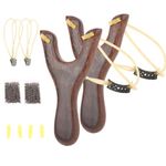 TIYURENER Solid Wooden Slingshot with Classic Construction Hunting Slingshot for Catapult Game Outdoor (2pcs)