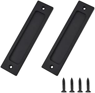 MOROBOR Rectangular Recessed Sliding Door Pulls, 2pcs Matte Black Flush Pull Aluminum Alloy Closet Door Finger Pulls with Mounting Screws for Sliding Barn Door