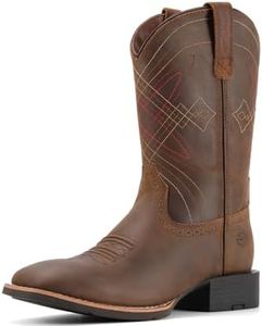 SUREWAY Cowboy Boots - Square Toe Western Boot,Oil/Slip Resistant,Durable Fashionable Classic Pull on 10 Inch Wellington Boots - Leather
