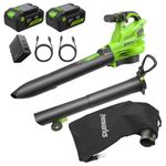 Greenworks 48V (24V x 2) 3-in-1 Brushless Blower Vacuum Mulcher (240 MPH / 520 CFM), Powerful for Yard, Lawn, Patio and Driveway Cleanup, Includes (2) 6.0Ah Batteries and 100W Fast Charger