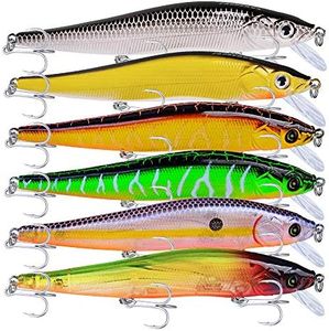 Proberos Fishing Lures Minnow Jerkbait Sinking Lure Set Hard Baits Swimbaits Crankbait for Bass Perch Catfish Musky Tackle with Treble Hooks, 403-4.7inch/0.5oz-6pcs
