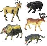 Click N' Play Jumbo Mountain Animal Figurine Playset, Realistic Plastic Forest Creatures, 9” Assorted Mountain Animals for Kids & Toddlers, Woodland Creatures, 5 Piece  
