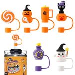 Straw Cover, 6 PCS Cute Halloween Decoration Silicone Reusable Drinking Straw Covers, Silicone Straw Topper for Halloween Cups Dust-Proof Straw Plugs for Straw Cap for 10 mm for Halloween Decorations