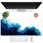 MEWOOCUE® Gaming Mouse Pad for Desk,Large Mousepad Laptop, Sea Beach Ocean Waves Mouse Mat,Long XXL Waterproof Keyboard Pads,Big Non-Slip Mousepads for Game Office Home（31.5 x 11.9 in）