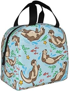 VOOHDDY Fish Otter Cute Cartoon Insulated Lunch Bag For Men Women Reusable Lunch Box Container Waterproof Portable Cooler Thermal Tote Bag For Work Office Picnic Beach Travel