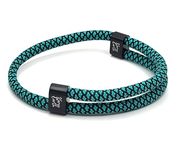 Karoo Earth Unisex Rope Bracelet | Adjustable Paracord Durable Waterproof Bracelet | Nautical Braided Surfer Bracelet (Turquoise & Black)