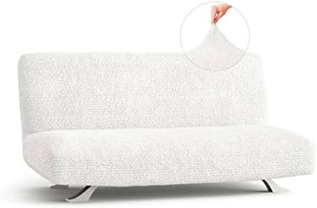 PAULATO BY GA.I.CO. Futon Cover - Armless Couch Cover Sofa Bed Slipcover Without Armrest - Soft Fabric Covers - 1-Piece Form Fit Stretch Futon Protector for Kid Pet - Microfibra - Crisp White